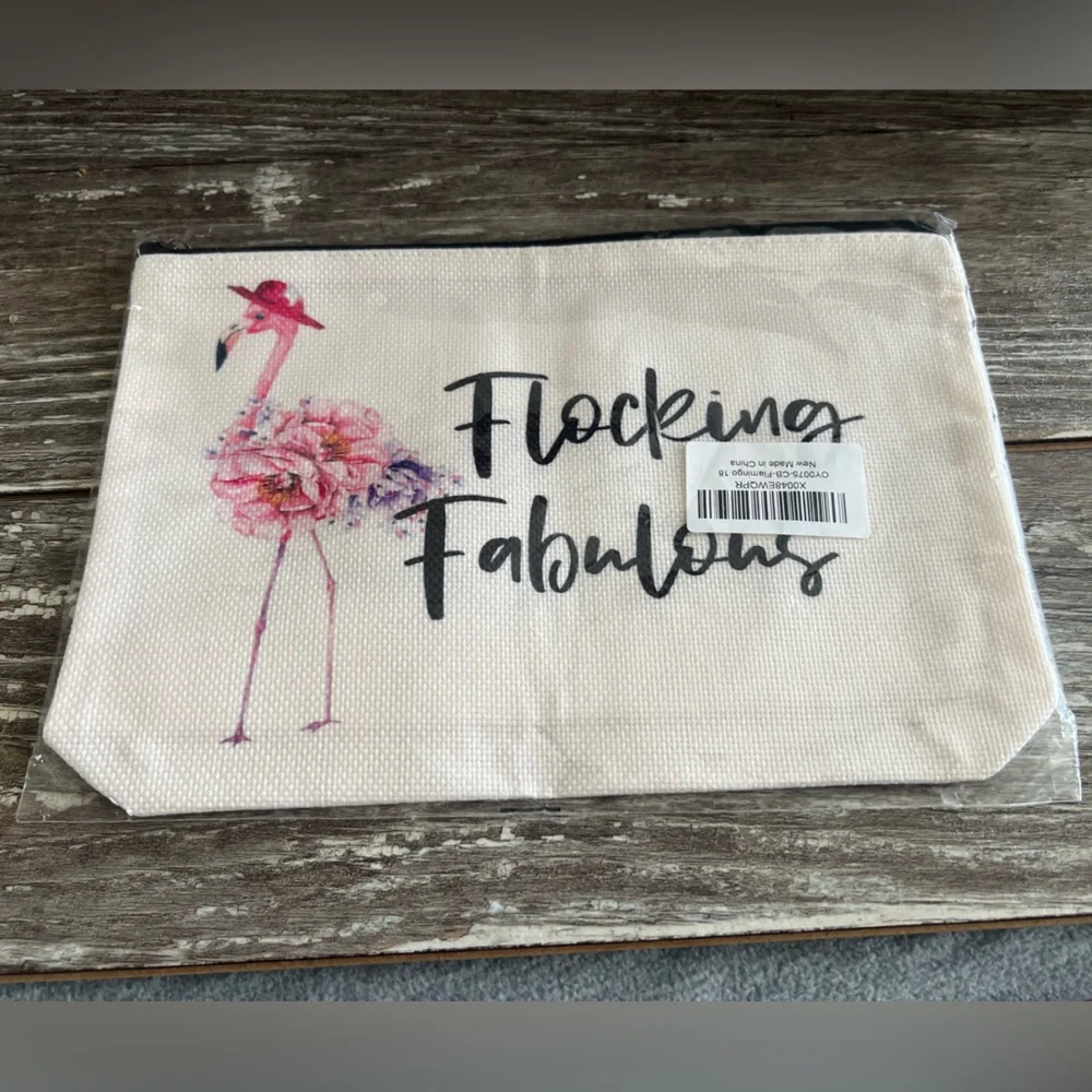 Flocking Fabulous Flamingo Zippered Cosmetic‎ Bag Pouch New In Package Travel
